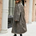 thumbnail image 6 of BiZtdJrK Christmas Clearance Women Long Sherpa Coat - Fuzzy Faux Fur Long Sleeve Trench Jackets Winter Fleece Open Front Cardigan Coats 2024 Brown XL, 6 of 9