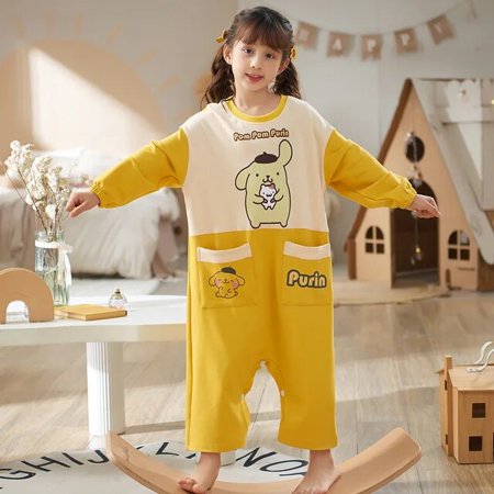 

Sanrio Hello Kitty Long-Sleeve Cotton Joined Pajamas Kuromi Cartoon Loungewear Cute Parent-Child Outfit Anime Girl Gift