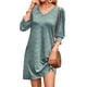 thumbnail image 3 of Vestido WIHOLL Talla grande 2025 con cuello en V y manga 3/4 para mujer, 3 of 4