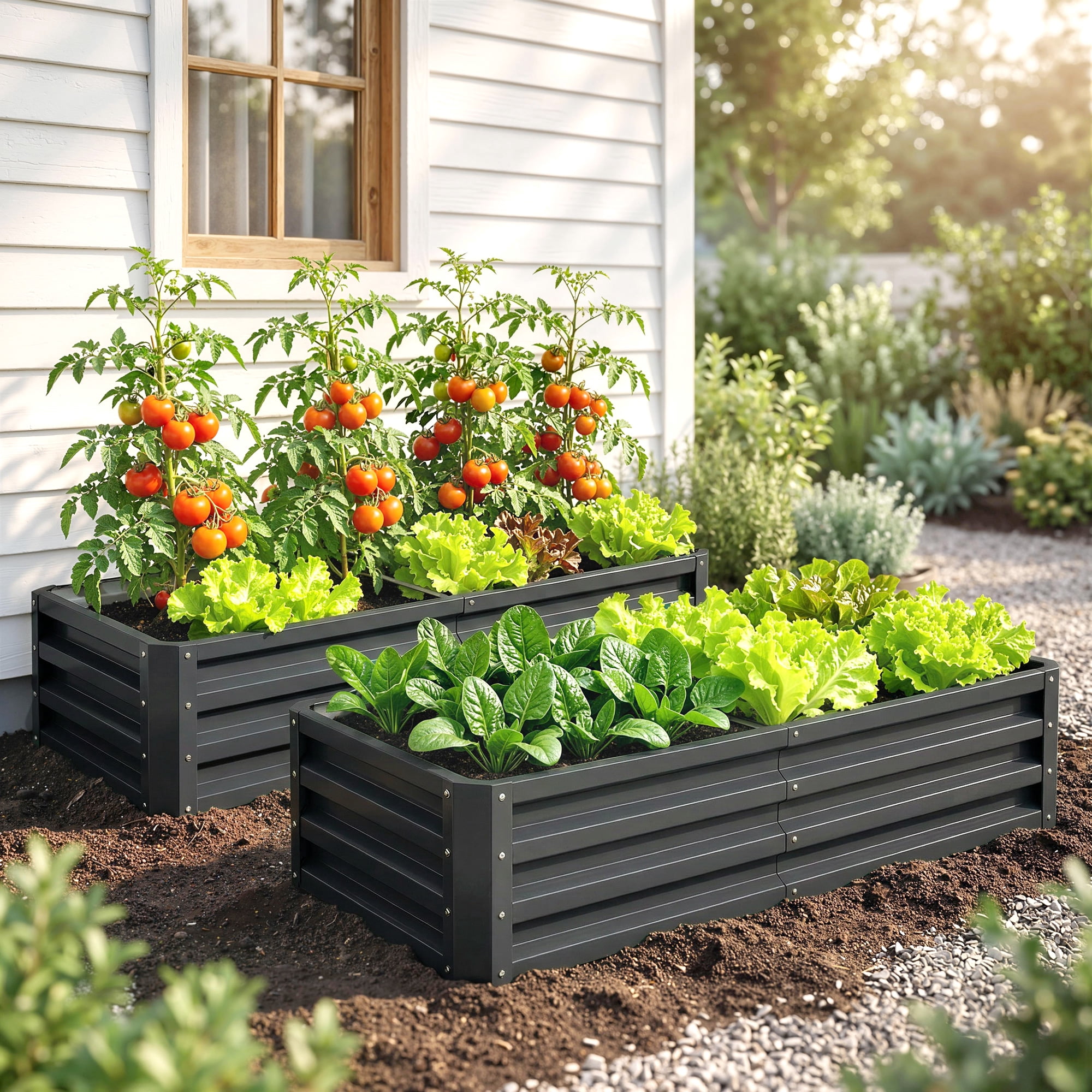 Outsunny 4' x 2' x 1' Galvanized Raised Garden Bed Planter Raised Bed with Steel Frame for Vegetables, Flowers, Plants and Herbs, Gray