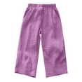 thumbnail image 4 of SONXAHE Toddler Boys Cotton Gauze Pants Solid High Waist Wide Leg Straight Fit Breathable Trousers,Purple, 4 of 6