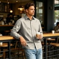 thumbnail image 7 of GrmtClth Mens Dress Shirts Long Sleeve Regular Fit Stretch Button Down Collar Wrinkle Free Solid Business Casual Tops Beige 3XL, 7 of 7