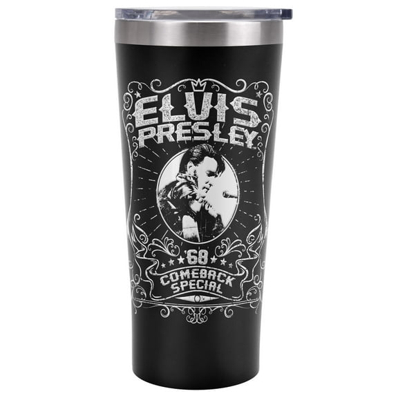 Elvis Official Comeback 20 oz Travel Tumbler, Stainless Steel, Vacuum Insulated with Leak Resistant Slide-Lock Lid
