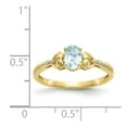 thumbnail image 3 of 10K Yellow Gold Ring Band with Stones (03) March Aquamarine Oval Blue Diamond Round, Size 5, 3 of 5