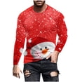 thumbnail image 2 of Blusas y camisas de manga larga y cuello redondo para hombre, informales, a la moda, con estampado navideño, cuello redondo, blusas de licra de manga larga para hombre., 2 of 5