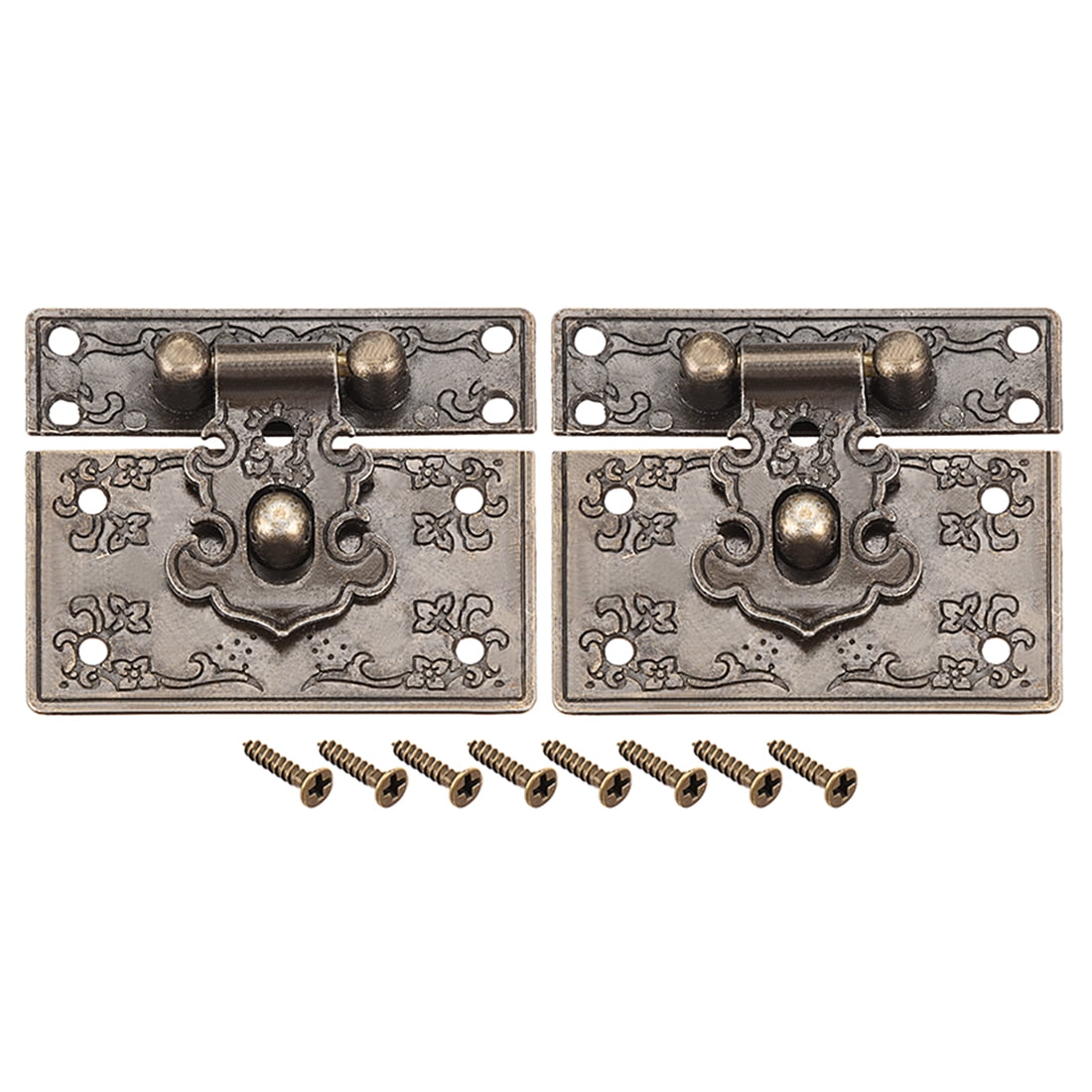Uxcell Wood Case Chest Box Rectangle Clasp Closure Hasp Latches Bronze Tone 55 x 45mm 2 Sets
