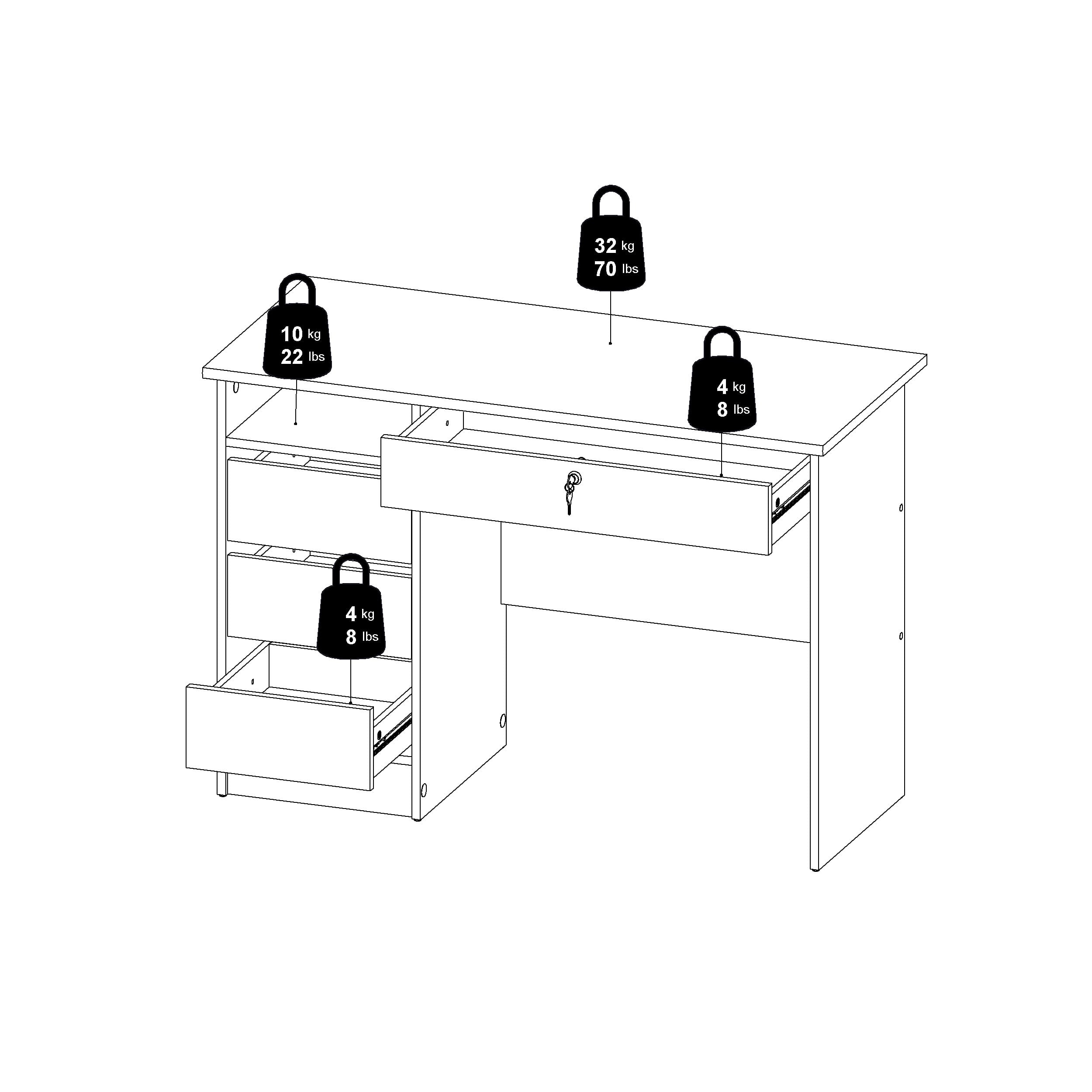 Tvilum Wescot Home Office Writing Desk with 4 Drawers and Open Shelf for Adults, Jackson Hickory