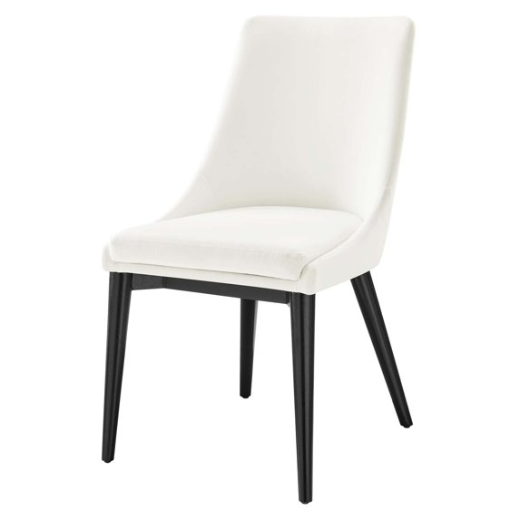 Side Dining Chair, White, Velvet, Modern Contemporary, Kitchen Room Cafe Bistro Restaurant Hospitality