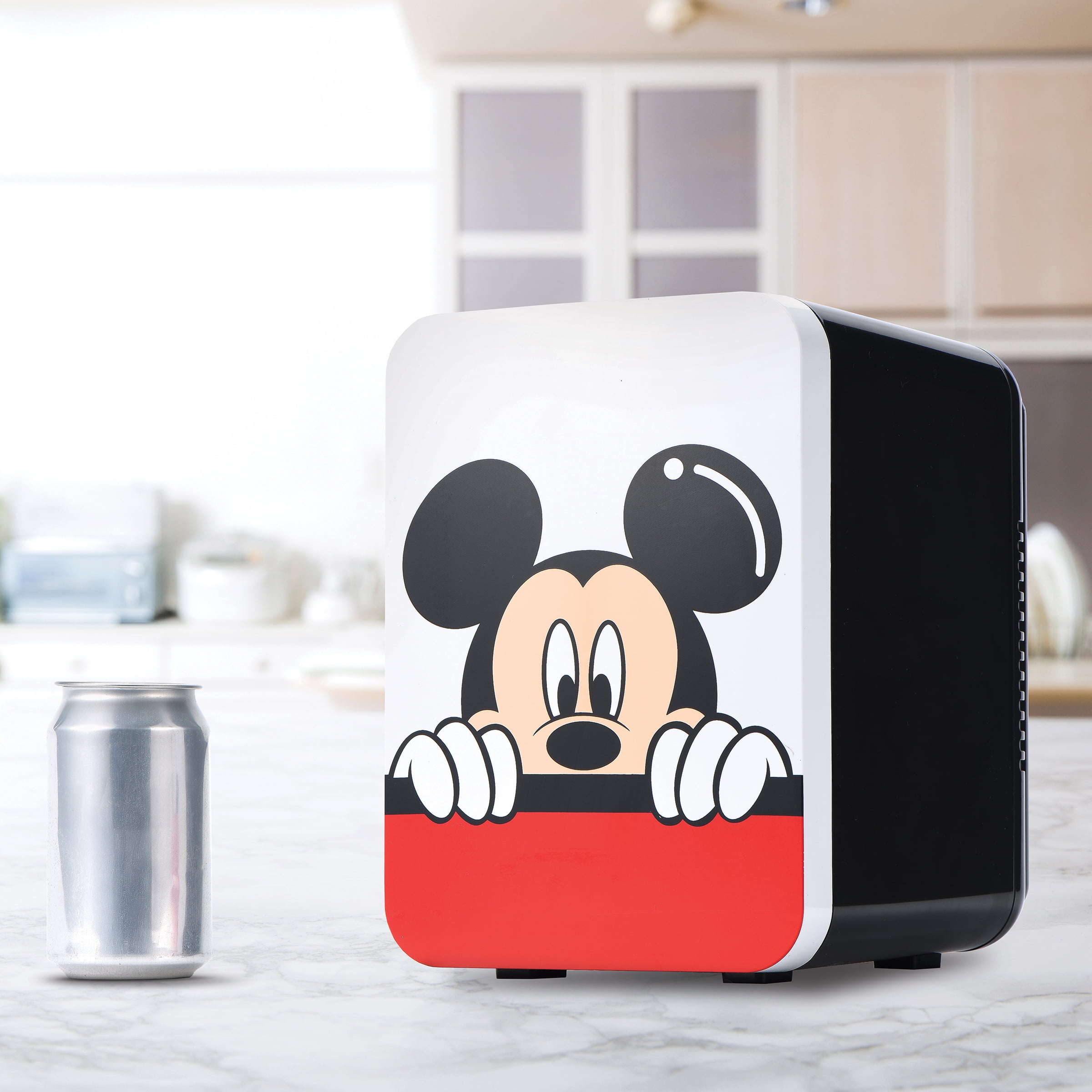 Disney Mickey Mouse Mini Fridge 4L 6 Can, Black Portable Beverage Cooler for Drinks, Skincare, Bedroom, Office, Gaming Setup