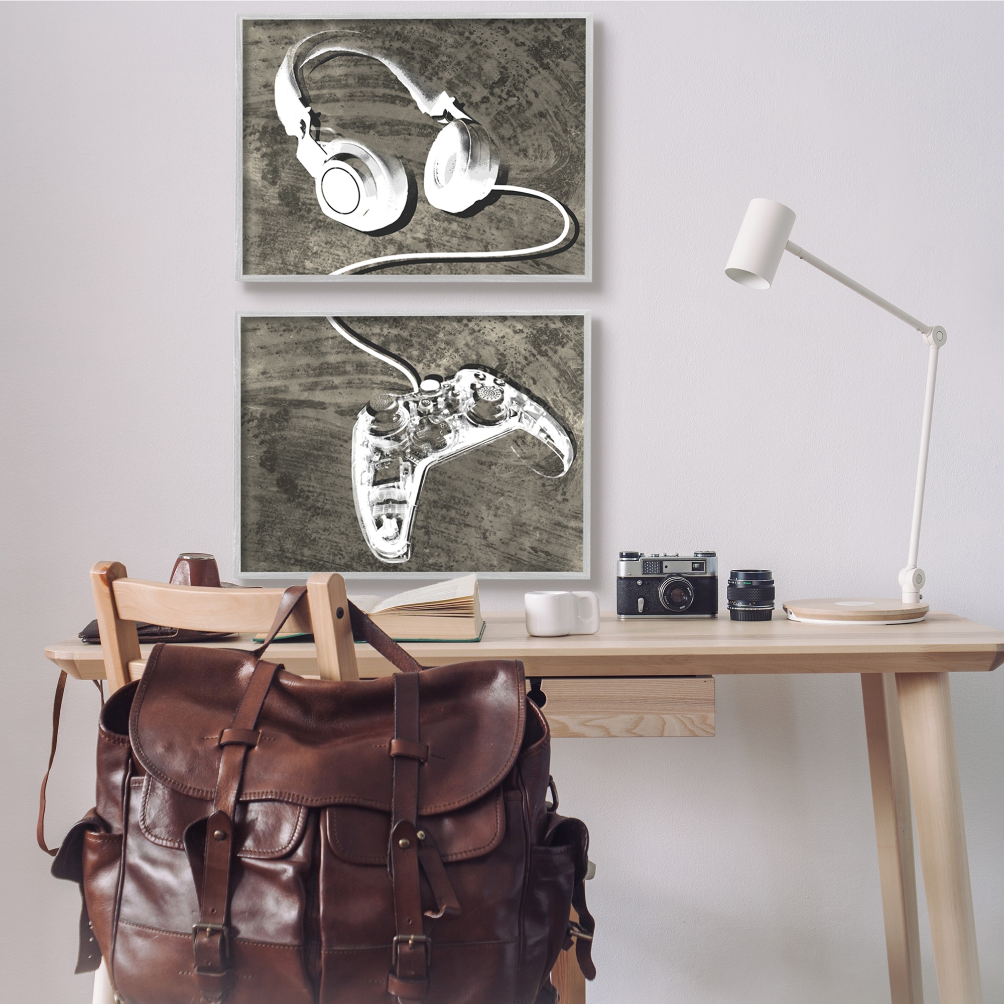 Stupell Industries Kids' Entertainment Accessories Rustic Headphones Video Game Controller, 30 x 24, Design by Daphne Polselli