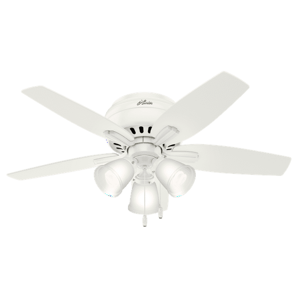 Hunter 42 Newsome Fresh White Ceiling Fan With Light Kit And Pull Chain Com - 42 Flush Mount White Ceiling Fan With Light