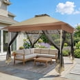 thumbnail image 4 of COBIZI 13x13 Pop-Up Gazebo with Mosquito Netting, Outdoor Patio Canopy Tent with 2-Tier Ventilated Roof, 3 Adjustable Heights, Provides 169 Sq Ft Shade, Beige, 4 of 12