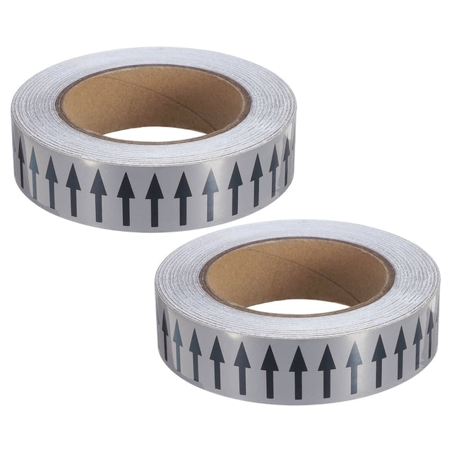 Unique Bargains Directional Flow Arrow Tape 1-3/16'x65', Adhesive Pipe Identification Marking Stickers, Black on Gray 2 pack