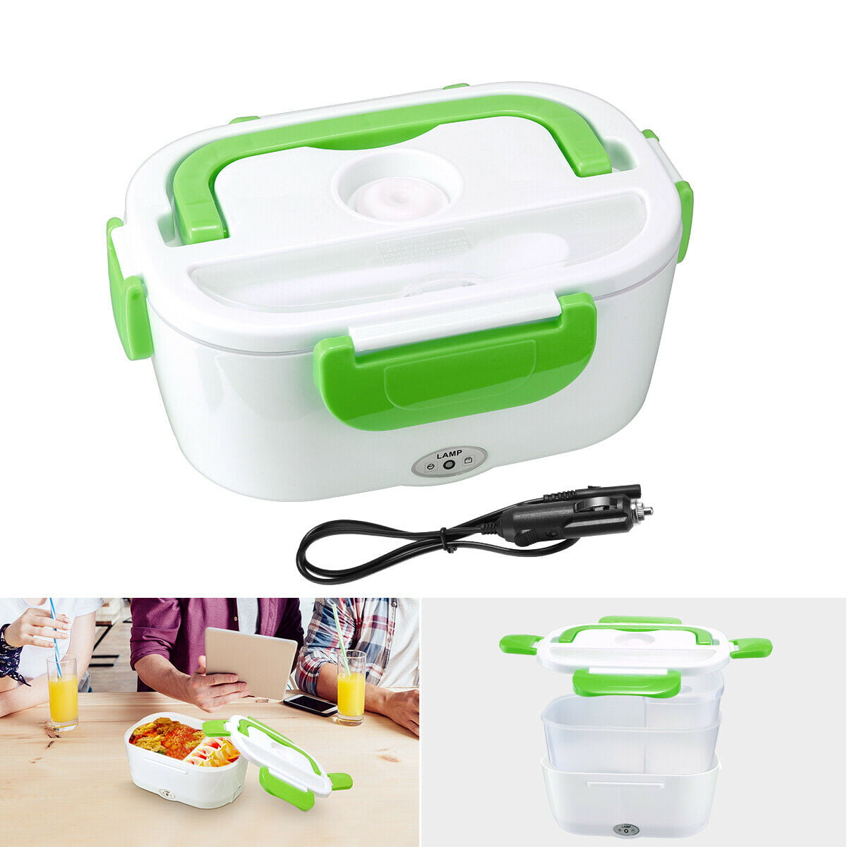 VOVOIR 12V Electric Heating Lunch Box Thermal Bento Box Food Heater Warmer 