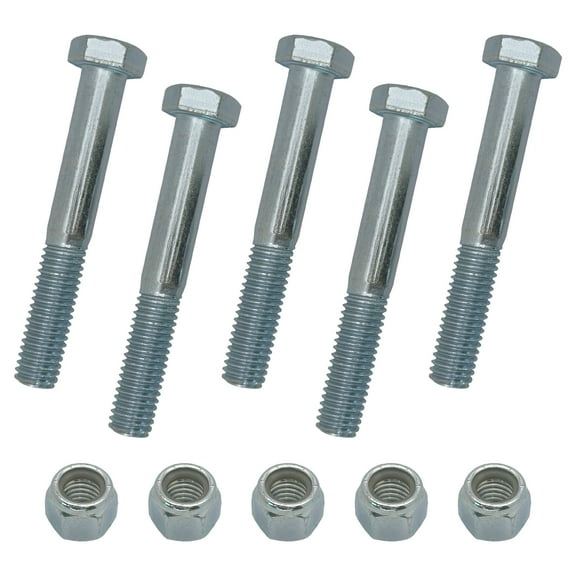 Grade 2 Shear Bolts for Rotary Cutters 1/2" x 3-1/2" with Nylock Nuts (5 Pack)