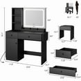 thumbnail image 2 of Makeup Vanity Desk with Mirror and LED Lights, Vanity Table with Charging Station, Drawers, Shelves, Cabinet & Upholstered Stool, Adjustable Lighting, 2 of 7