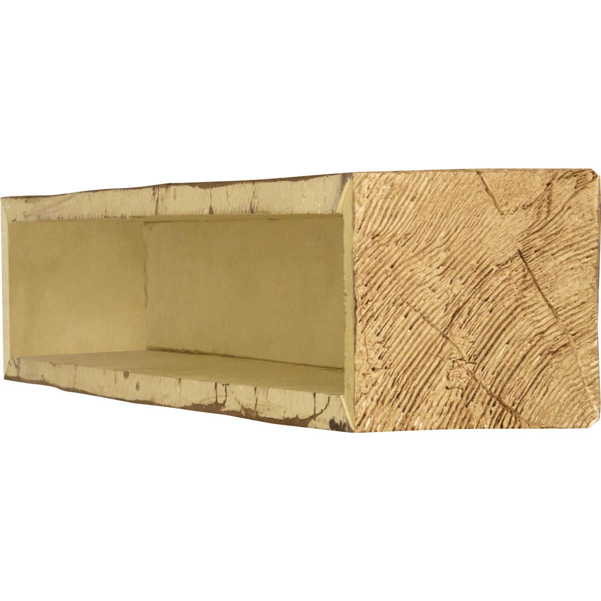 Ekena Millwork 4"H x 6"D x 72"W Rough Sawn Faux Wood Fireplace Mantel, Natural Pine