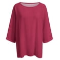 thumbnail image 4 of HCYSFG Plus Size Blouses for Women Summer Chiffon 3/4sleeve Tunic Tops Dressy Scoop Neck Casual Loose Flowy Shirts, 4 of 5