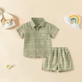 thumbnail image 2 of TAIAOJING Toddler Baby Kids Boys Outfits Summer Boy's 2 Piece Outfit Button Down Striped Shirt With Pocket And Striped Short Sets, 2 of 9