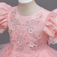thumbnail image 6 of HJYCHN Dresses for Girls Short Puff Sleeve Long Formal Dress with Embroidered Bodice and Ribbon for Girls' Dresses 4-5 Years, 6 of 9