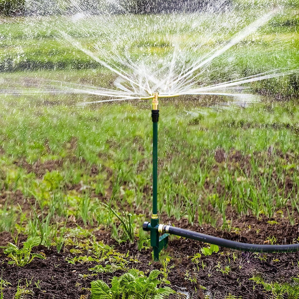 2 Pack 3-Arm Garden Sprinkler, 360 Degree Rotation Lawn Sprinkler, High-Rise Lawn Watering Irrigation System, Adjustable Height