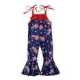 thumbnail image 4 of Splozh Baby Girls 4th of July Outfit American Flag Overalls Jumpsuit Flare Romper USA Fourth of July Kid Clothes,Dark Blue,6 Months, 4 of 8