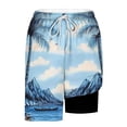 thumbnail image 4 of XUNKUSGA Mens Swim Trunks Fashion Tropical Hawaiian Printed Shorts Men with Compression Liner Lightweight Quick Dry Drawstring Elastic Waist Swim Trunks Men,Blue,S, 4 of 6