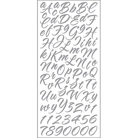 Sticko Alphabet Stickers, Brush Stroke Silver