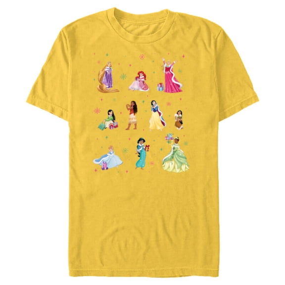 Disney Princess Winter Fashions and Holiday Christmas Gifts - Short Sleeve Blended T-Shirt for Adults - Customized-Yellow