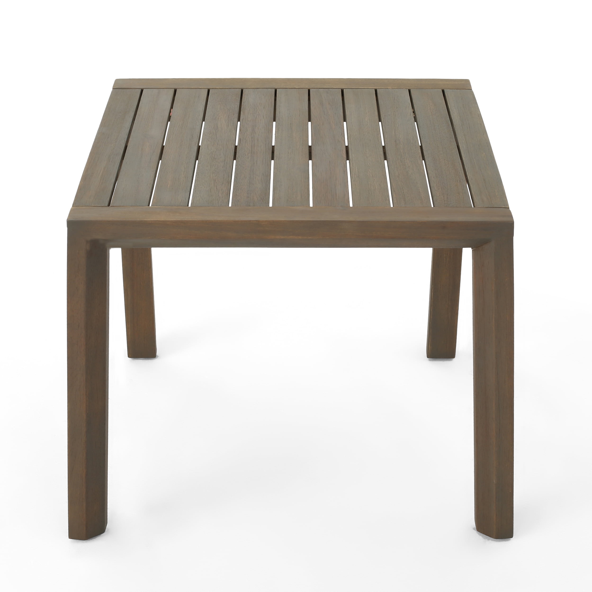 Remi Outdoor 6 Seater Acacia Wood Extended Chat Set, Gray