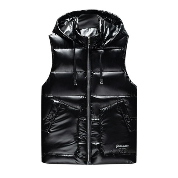 Bcfgryg Men's Autumn And Winter Down Cotton Vest Thermal Vest Fashion Casual Bright Pair Coat Light Jacket Men's Sleeveless Jacket Vest