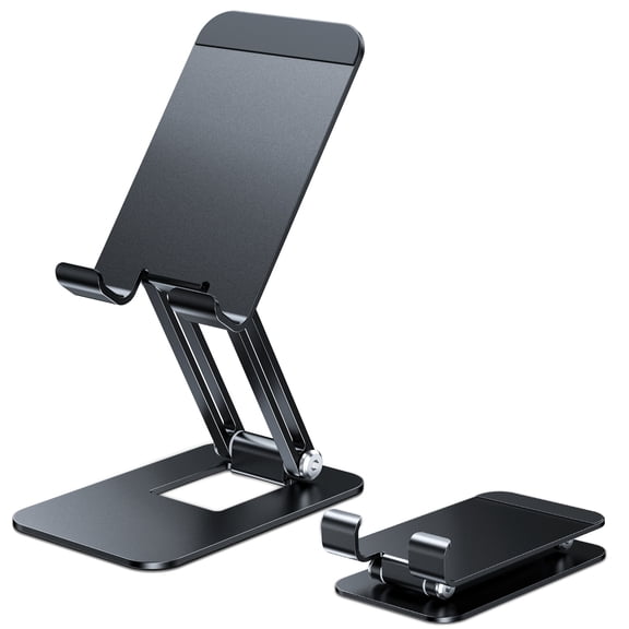 Lucrave Cell Phone Stand, Metal Foldable Desktop Holder – Sturdy Adjustable Phone Stand for iPhone 17, 16, 15, 14, 13, 12, 11 Pro Max, Plus, Air, Galaxy S25, Office Gift
