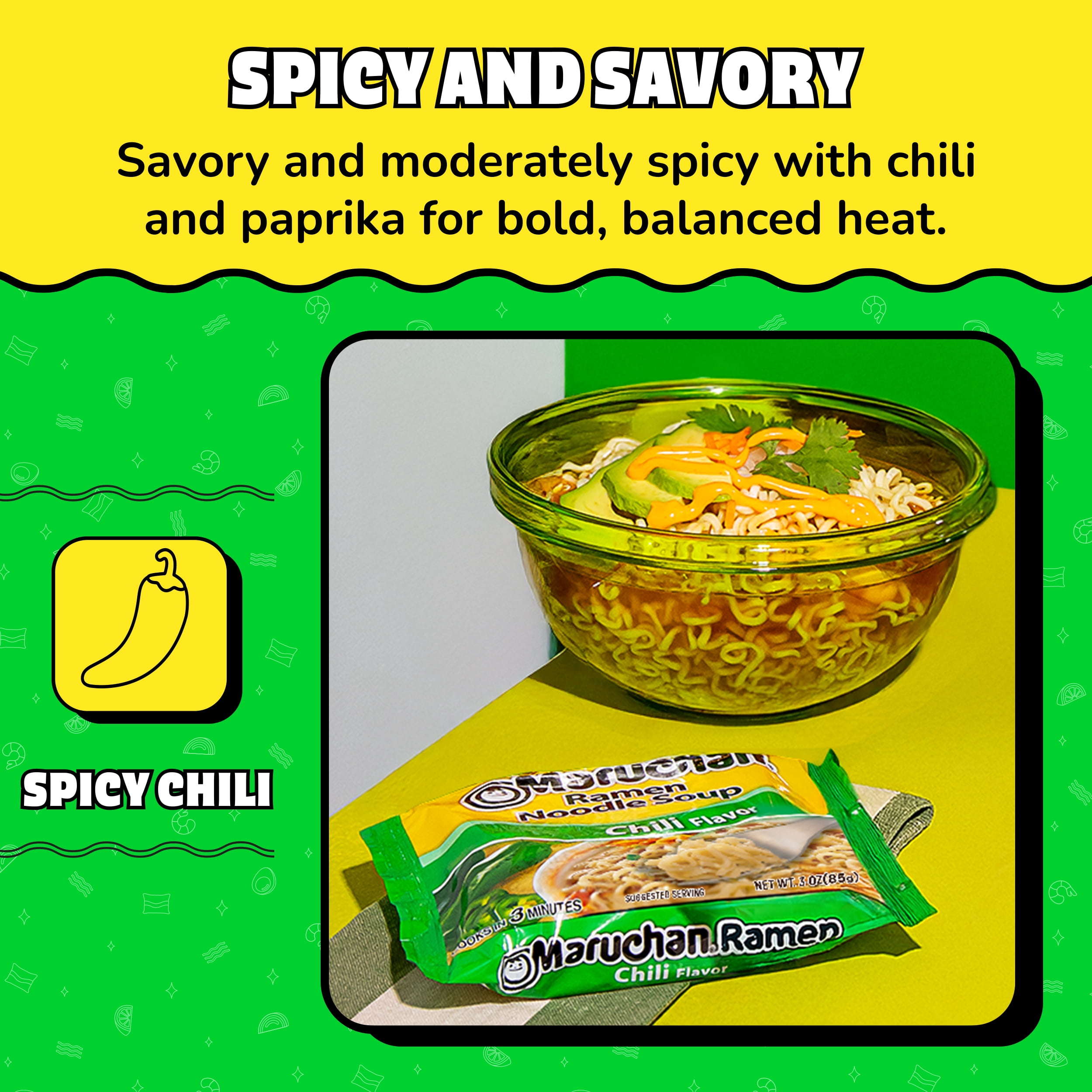 Maruchan Ramen Noodle Soup, Chili Flavor Instant Noodles, 3 oz