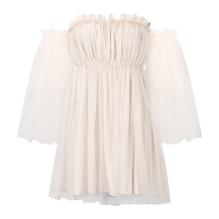 white poofy dress Women 's Puff Sleeve Princess Tulle Fairy Lace Ruffle Flowy Mesh Dress Corset Selkie Costume (#3-White, S) : Clothing, Shoes & Jewelry White mini dress Lined Puff sleeves A Tutu Dress White Tulle Skirt