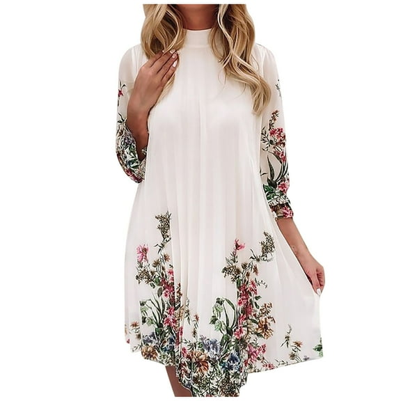 Ichuanyi Woman Dress Women Sexy Fold Party Girls Ruffle Neck Long Sleeve Formal Printing Fall Maxi Casual Dresses