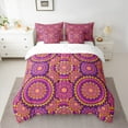 thumbnail image 2 of jejeloiu Boho Bohemian Floral Bedding Comforter Set 7-Piece,Aztec Geometric Flower King Bedding Sets,Pink Purple Bed Sheets For Adults,Luxury Bedroom Decor, 2 of 8
