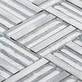 thumbnail image 3 of Modket TDH378AL Aluminum Metallic Silver Foil Glass Parquet Mosaic Tile Kitchen Wall Backsplash, 3 of 5