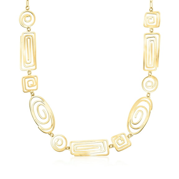 Ross-Simons Italian 18kt Gold Over Sterling Spiral Openwork Necklace, Women's, Adult