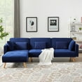 thumbnail image 1 of Futon Sofa Bed,Convertible Sleeper Sofa Couch Bed with Armrests and Pillows,Modern Velvet Sleeper Sofa Bed for Living Room Office,L Shaped Folding Recliner Futon Couch with Wood Legs,Blue, 1 of 7