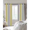 thumbnail image 2 of Yellow Grey Stripe Blackout Curtains for Bedroom, Modern Farmhouse Vertical Striped Room Darkening Window Drapes for Living Room, Thermal Insulated Grommet Curtains, 42x84 inch, 2 Panels, 2 of 9
