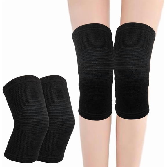 1 Pair Sports Knee Pads Thermal Knee Warmers Compression Sleeve Athletics Leg Support Brace Pad Protector for Outdoor Sports Pain Relief Running Football Dancing Basketball Cycling Black