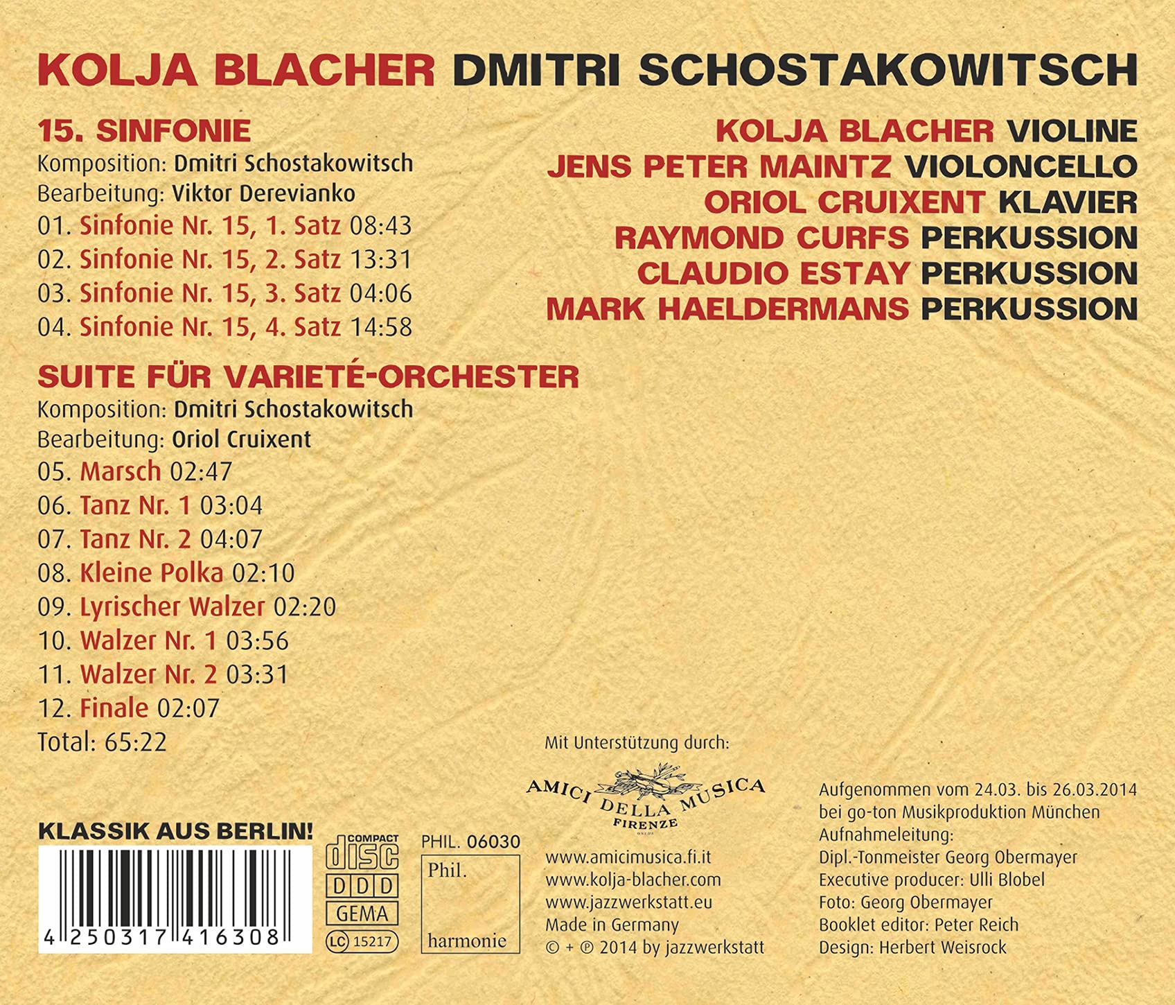 Kolja Blacher - Sym 15 & Suite Fur Variete-Orchestra - Music & Performance - CD