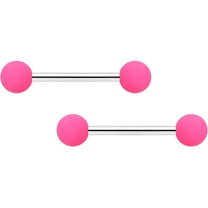 Body Candy 14G Womens Nipplerings Piercing 316L Stainless Steel 2Pc Hot Pink Matte Nipple Ring Set 9/16"