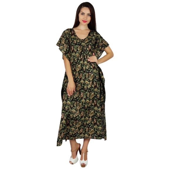 Bimba Women Long Printed Maxi Kaftan Cotton Night Wear Caftan Gown Coverup