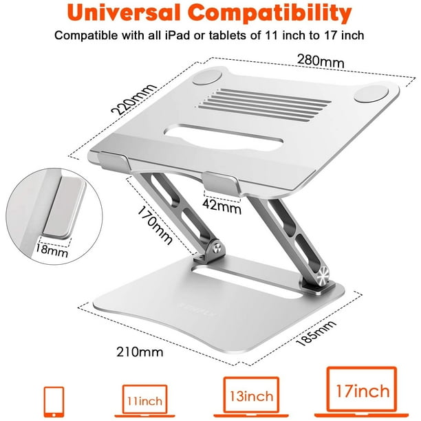 Support portatif pour ordinateur portable avec ventilation et hauteur  réglable Universel, pour MacBook et autres