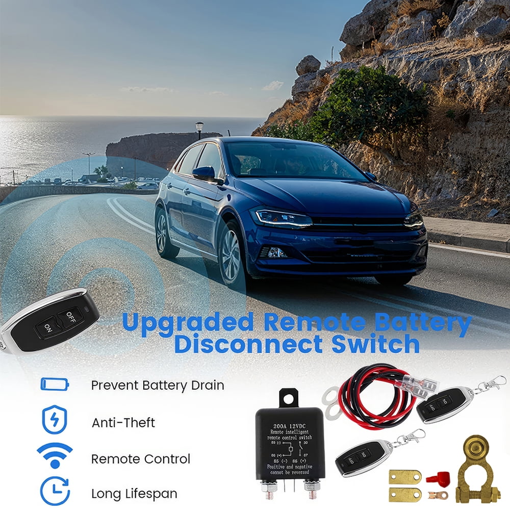 VTIN 12V Remote Battery Disconnect Switch 200A Rated 500A Instantaneous, Negative Pole Cut Off, Anti-Theft Battery Isolator Kill Switch for Car Truck RV ATV