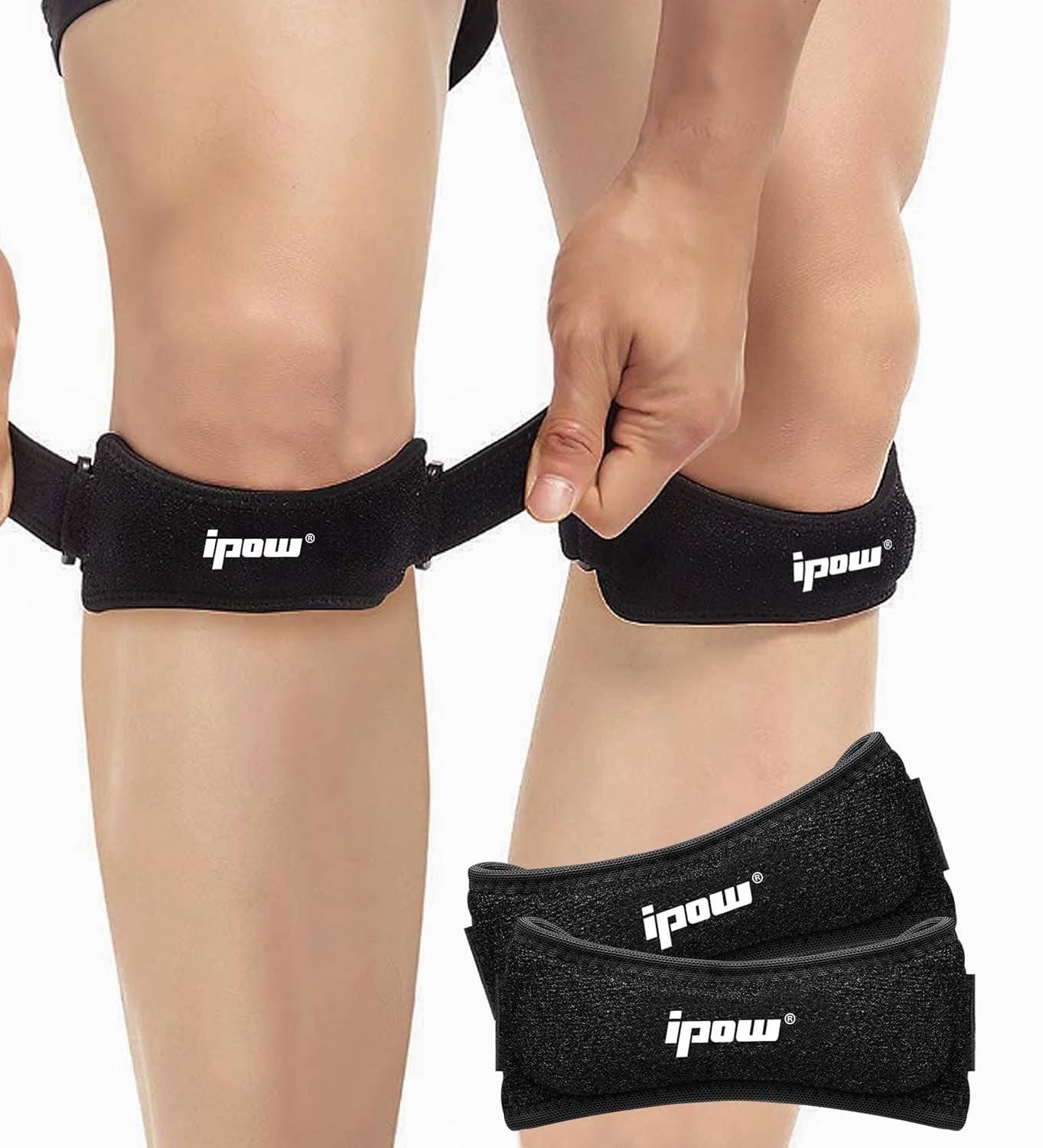 Embroidery Patellar Tendon Support Strap 2 Pack, Knee Pain Relief & Patella Stabilizer Knee Strap, knee Support for Women and Men, Knee Braces for Running, Working Out, Weightlifting, Arthritis,