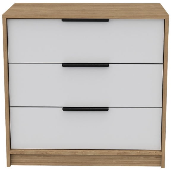 Nmkwnr 3 Drawers Dresser Beside Table for Living Room, Office, Brown   White