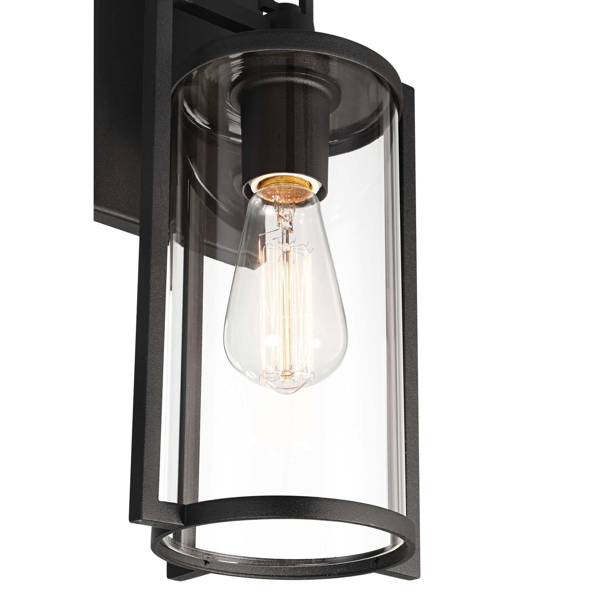 John Timberland Rennes 15 3/4" High Modern Outdoor Wall Light Fixture Mount Porch House Exterior Set of 2 Black Clear Glass Shade