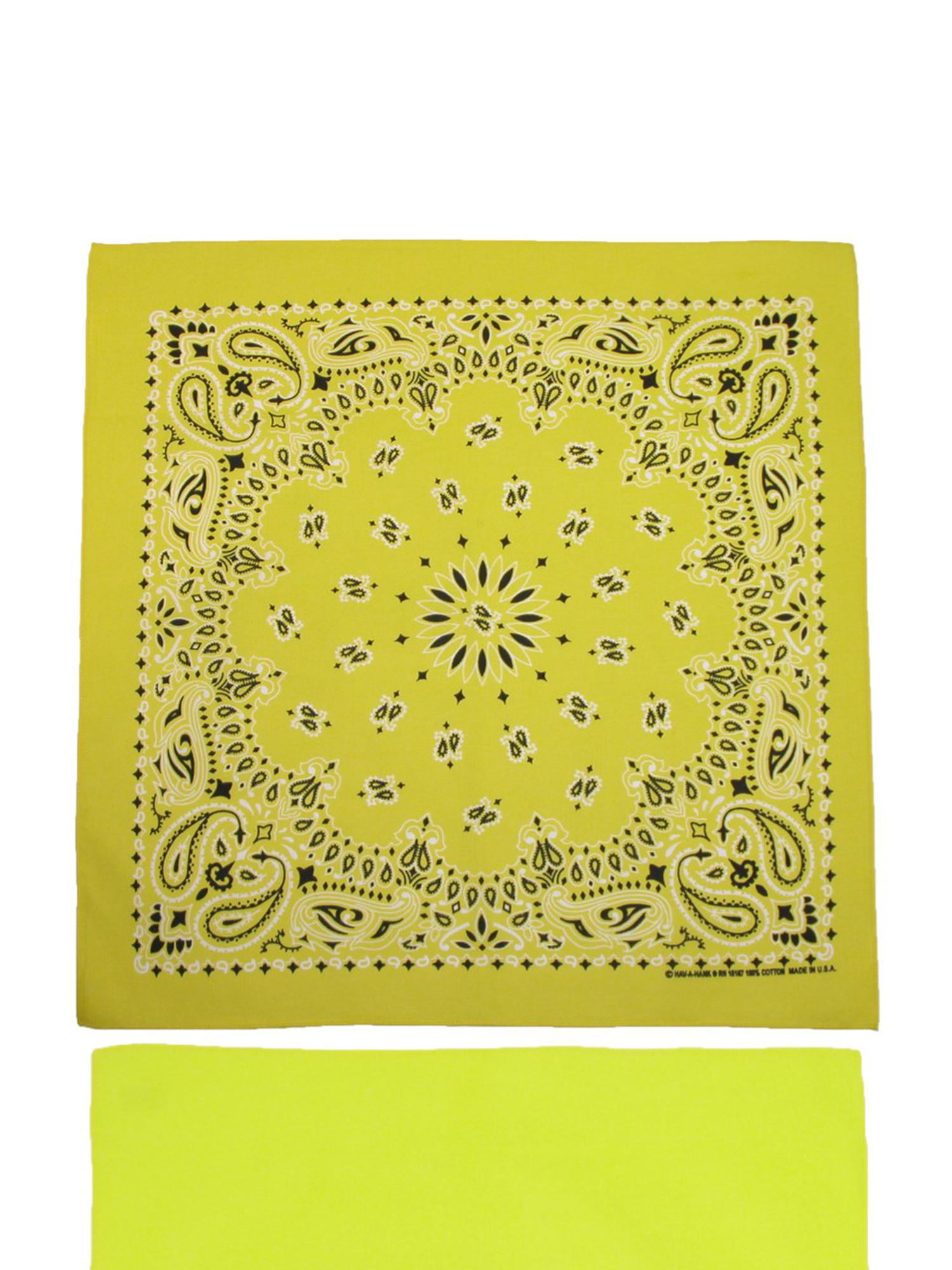 CTM Cotton Solid and Paisley Print Neon Bandana Kit Pack of 2 